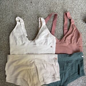 Danskin Ribbed Bra Set - Cream, Pink, Green